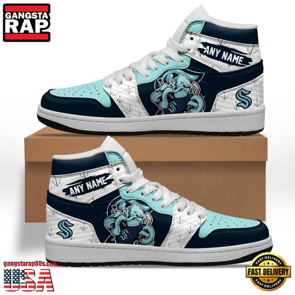 NHL Seattle Kraken Team Mascot Design Air Jordan 1 Hightop Shoes