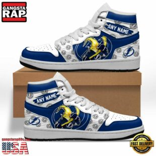 NHL Tampa Bay Lightning Team Mascot Design Air Jordan 1 Hightop Shoes