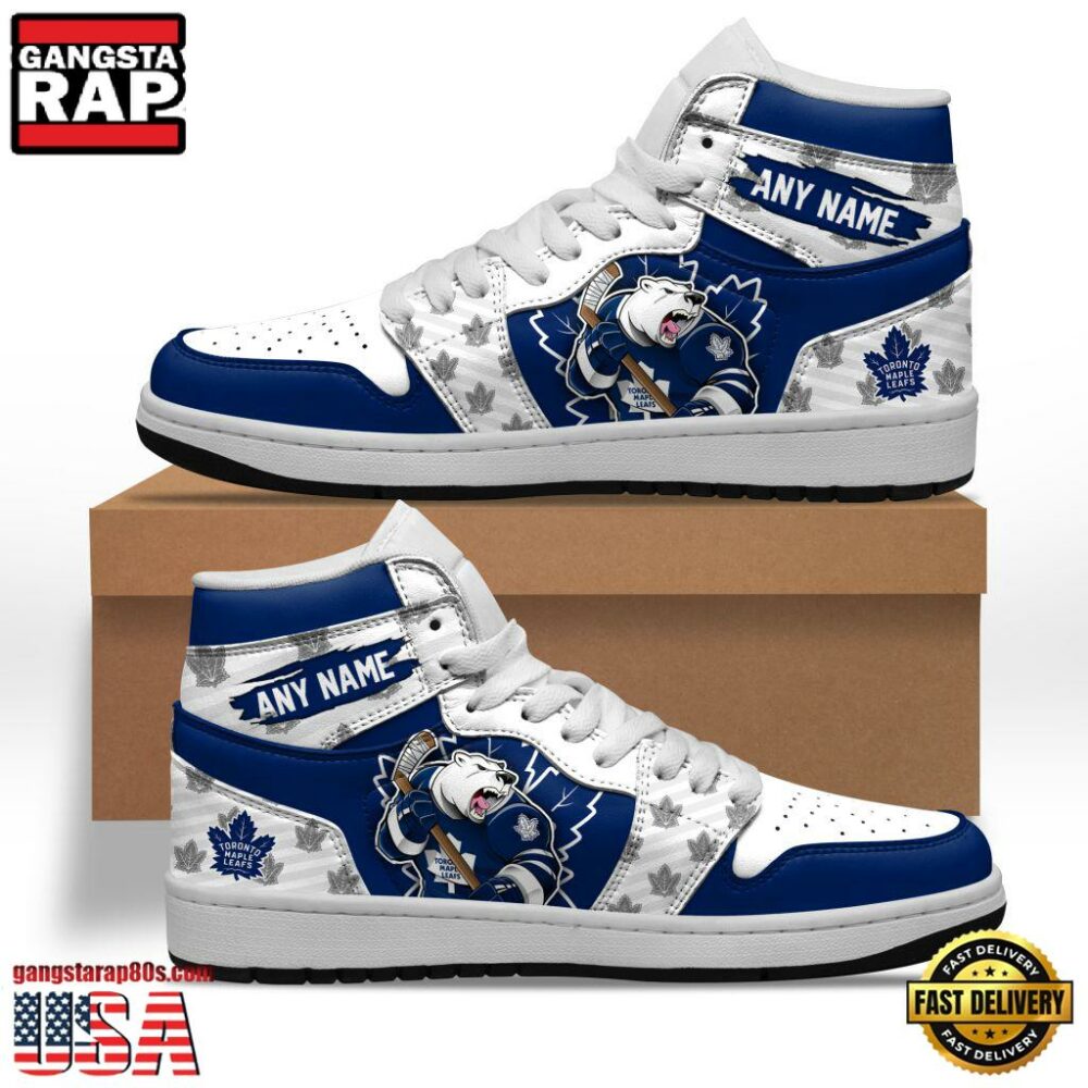 NHL Toronto Maple Leafs Team Mascot Design Air Jordan 1 Hightop Shoes