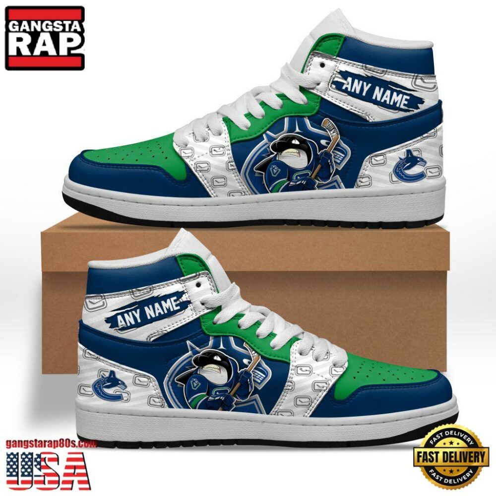 NHL Vancouver Canucks Team Mascot Design Air Jordan 1 Hightop Shoes