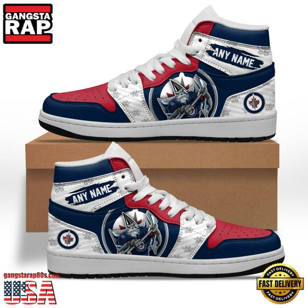 NHL Winnipeg Jets Team Mascot Design Air Jordan 1 Hightop Shoes