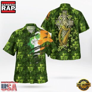 Patrick'S Day Flag And Item Green Clover Background Hawaii Shirt