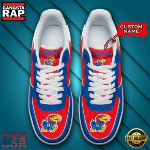 Personalized Name NCAA Kansas Jayhawks Air Force 1 Shoes