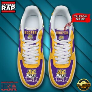 Personalized Name NCAA LSU Tigers Air Force 1 Shoes