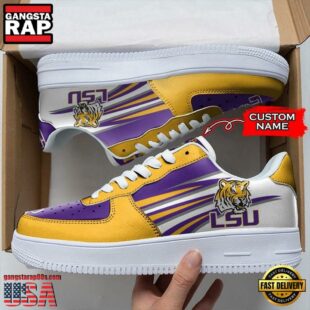 Personalized Name NCAA LSU Tigers Air Force 1 Shoes