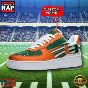 Personalized Name NCAA Miami Hurricanes Air Force 1 Shoes