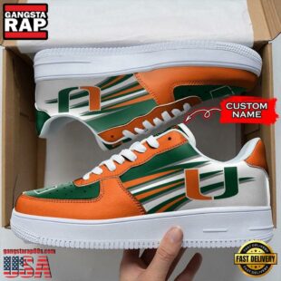 Personalized Name NCAA Miami Hurricanes Air Force 1 Shoes