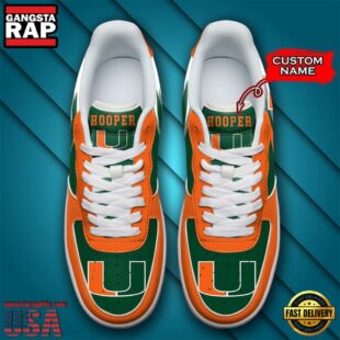 Personalized Name NCAA Miami Hurricanes Air Force 1 Shoes