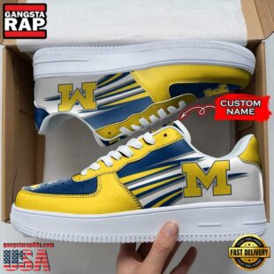 Personalized Name NCAA Michigan Wolverines Air Force 1 Shoes