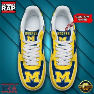 Personalized Name NCAA Michigan Wolverines Air Force 1 Shoes