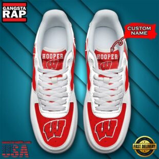 Personalized Name NCAA Wisconsin Badgers Air Force 1 Shoes