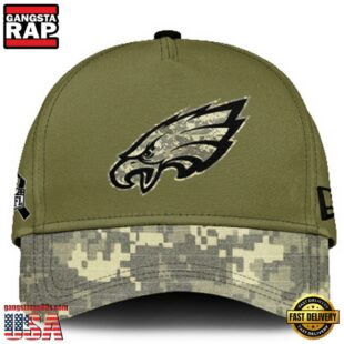 Philadelphia Eagles 2024 Salute to Service Club Green Camo Cap Gift For Veteran