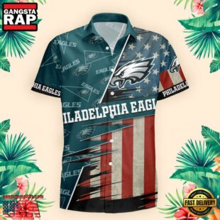 Philadelphia Eagles US Flag Pattern Hawaiian Shirt