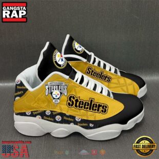 Pittsburgh Steelers NFL Yellow Black Air Jordan 13 Shoes - Gift For Fans