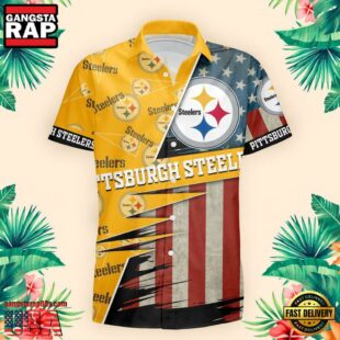 Pittsburgh Steelers US Flag Pattern Hawaiian Shirt