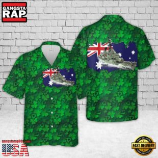 Royal Australian Navy Hmas Hobart (D 39) St. Patrick'S Day Hawaiian Shirt