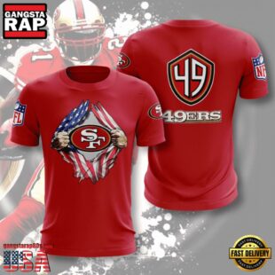 San Francisco 49ers Football US Flag All Over Print T-Shirt