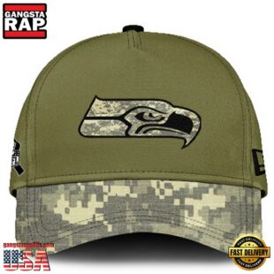 Seattle Seahawks 2024 Salute to Service Club Green Camo Cap Gift For Veteran