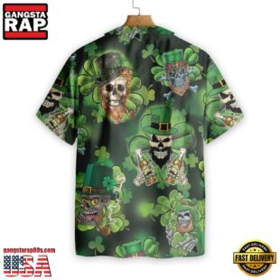 Shamrock Skull St Patricks Day Luck Of The Irish Aloha Hawaiian Shirt