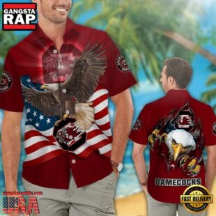 South Carolina Gamecocks Eagle US Flag Hawaiian Shirt