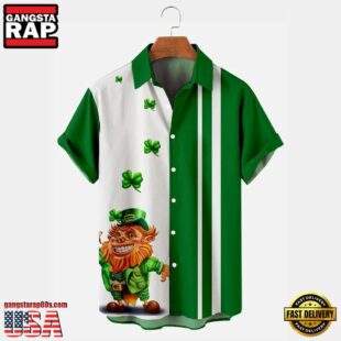 St Patrick'S Day Shamrock Flag Print Mens Hawaiian Shirt