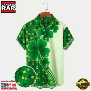 St. Patrick'S Day Shamrock Print Mens Hawaiian Shirt