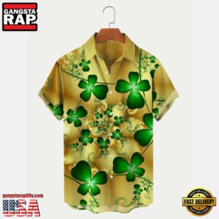 St. Patrick'S Day Shamrock Print Mens Hawaiian Shirt