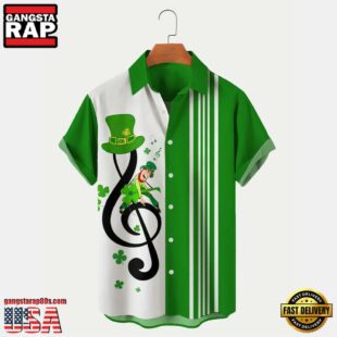 St. Patrick'S Day Shamrock Print Mens Hawaiian Shirts Casual Comfortable Plus Size Shirts