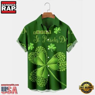 St Patrick'S Day Shamrock Short Sleeve Hawaiian Shirts