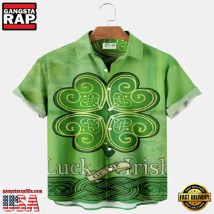 St. Patrick'S Day Short Sleeve Casual Shirt, Shamrock Shirt, Irish Hawaiian Shirt