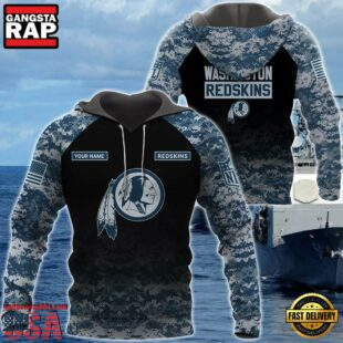 Washington Redskins U.S. Navy NWU Camouflage Cutsom Name Hoodie