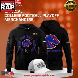 Boise State College Football Playoff 2024-25 Black All Over Print Hoodie