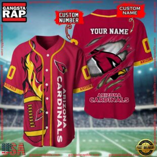 Custom Name And Number Arizona Cardinals NFL Football Team Baseball Jersey Shirt