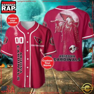 Custom Name And Number Arizona Cardinals NFL Horror 3D Baseball Jersey Shirt