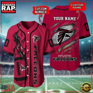 Custom Name And Number Atlanta Falcons NFL Football Team Baseball Jersey Shirt