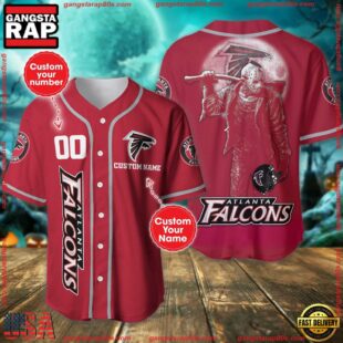 Custom Name And Number Atlanta Falcons NFL Horror 3D Baseball Jersey Shirt