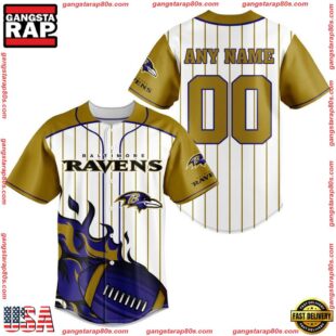 Custom Name And Number Baltimore Ravens NFL 3D Baseball Jersey Shirt