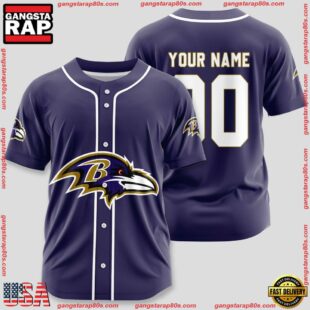 Custom Name And Number Baltimore Ravens NFL Sport Baseball Jersey