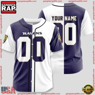 Custom Name And Number Baltimore Ravens NFL Team Sport Baseball Jersey