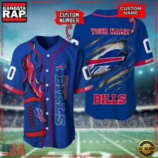 Custom Name And Number Buffalo Bills NFL Football Team Baseball Jersey Shirt