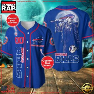 Custom Name And Number Buffalo Bills NFL Horror 3D Baseball Jersey Shirt