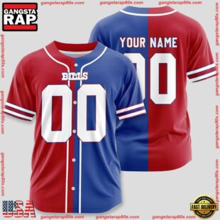 Custom Name And Number Buffalo Bills NFL Team Baseball Jersey