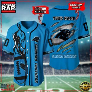 Custom Name And Number Carolina Panthers NFL Football Team Baseball Jersey Shirt