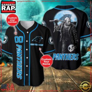 Custom Name And Number Carolina Panthers NFL Horror 3D Baseball Jersey Shirt