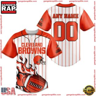 Custom Name And Number Cleveland Browns NFL 3D Baseball Jersey Shirt