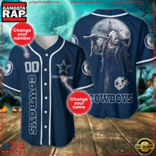 Custom Name And Number Dallas Cowboys NFL Horror 3D Baseball Jersey Shirt