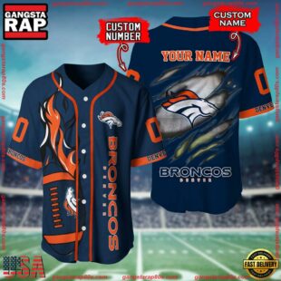 Custom Name And Number Denver Broncos NFL Football Team Baseball Jersey Shirt