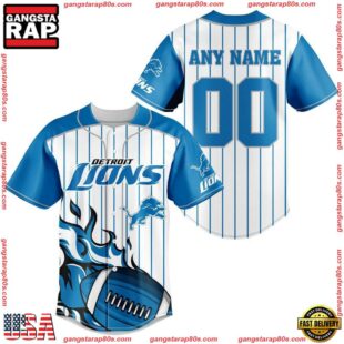 Custom Name And Number Detroit Lions NFL 3D Baseball Jersey Shirt