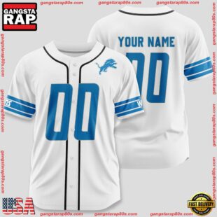 Custom Name And Number Detroit Lions NFL Team Sports Baseball Jersey