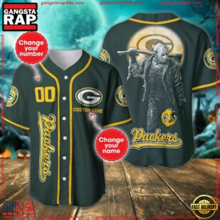 Custom Name And Number Green Bay Packers NFL Horror 3D Baseball Jersey Shirt